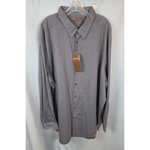 PERRY ELLIS Shirt Dark Gray 3XLT Men's Button Up Long Sleeves New